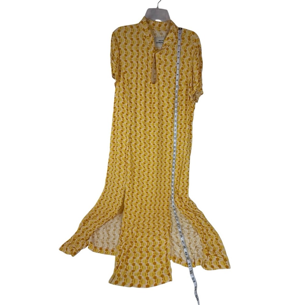 Make My Lemonade Yellow Floral Midi Dress Keyhole Boho Resort Size‎ 50 Xl